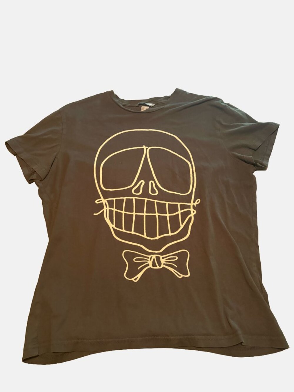 H&M Women's Skull Graphic T-Shirt Size L Black Gothic Edgy Rock Tee